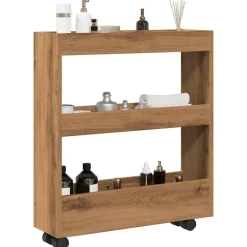 Chariots & Îlots-vidaXL Chariot de rangement étroit 3 niveaux chêne artisanal artisian oak