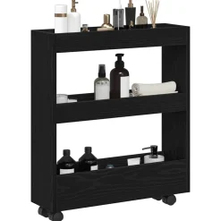 vidaXL Chariot de Rangement Étroit Chêne noir 60 x 18 x 70 cm