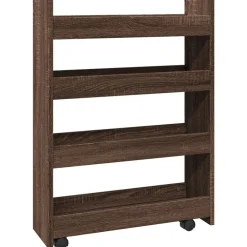 vidaXL Chariot de rangement étroit 4 niveaux chêne marron