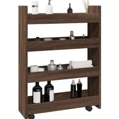 vidaXL Chariot de rangement étroit 4 niveaux chêne marron