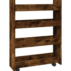 vidaXL Chariot de rangement étroit 4 niveaux chêne fumé