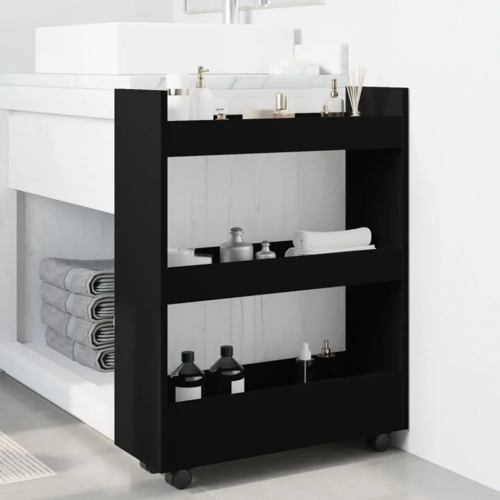 vidaXL Chariot de rangement étroit 3 niveaux bois d'ingénierie