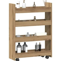 Chariots & Îlots-vidaXL Chariot de rangement étroit 4 niveaux chêne artisanal artisian oak