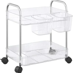 vidaXL Chariot de rangement à 2 niveaux transparent acrylique