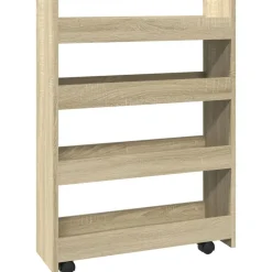 vidaXL Chariot de rangement étroit 4 niveaux chêne sonoma