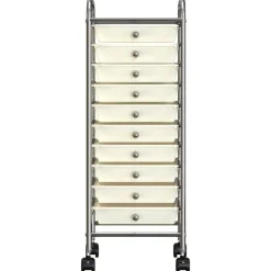 Outils-vidaXL Chariot de rangement mobile à 10 tiroirs Plastique Blanc