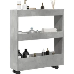Chariots & Îlots-vidaXL Chariot de rangement étroit 3 niveaux Gris béton