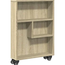 Étagères-vidaXL Chariot de rangement étroit Chêne Sonoma 48 x 13 x 68 cm Bois d'ingénierie Ch&ecirc;ne sonoma