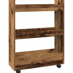 Chariots & Îlots-vidaXL Chariot de rangement étroit 3 niveaux Vieux bois