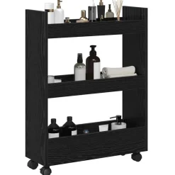 Chariots & Îlots-vidaXL Chariot de Rangement Étroit Chêne noir 60 x 22 x 80 cm Ch&ecirc;ne noir