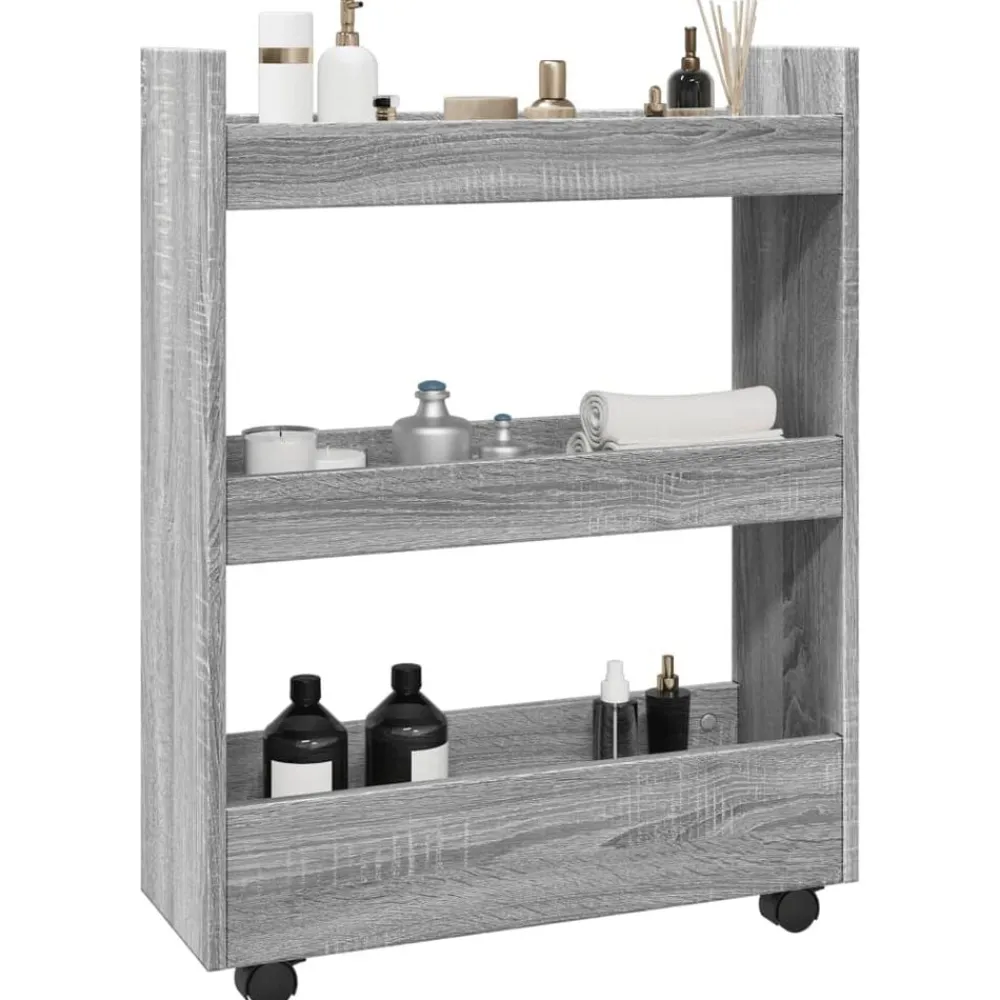 Chariots & Îlots-vidaXL Chariot de rangement étroit 3 niveaux Sonoma gris