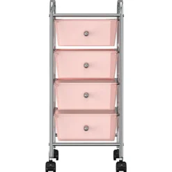 Outils-vidaXL Chariot de rangement mobile à 4 tiroirs Plastique Rose