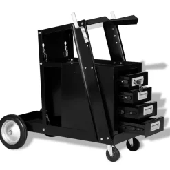Accessoires De Quincaillerie-vidaXL Chariot de soudage avec 4 tiroirs Noir