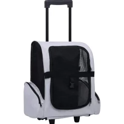Articles Pour Animaux De Compagnie-vidaXL Chariot polyvalent pliable pour animaux de compagnie Gris