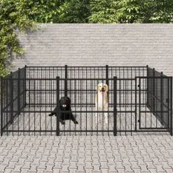 Articles Pour Animaux De Compagnie-vidaXL Chenil d'extérieur pour chiens Acier 8,47 m²