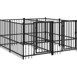 vidaXL Chenil d'extérieur pour chiens Acier 3,75 m²