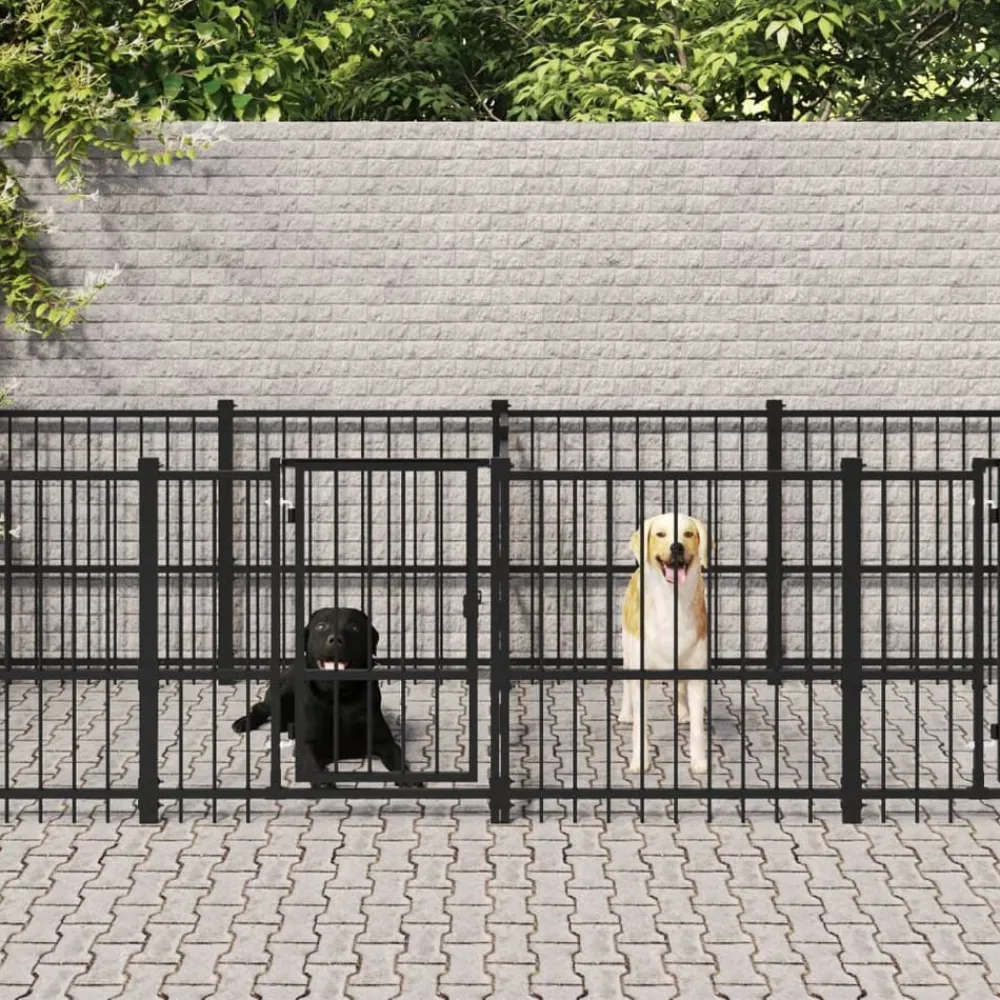 Articles Pour Animaux De Compagnie-vidaXL Chenil d'extérieur pour chiens Acier 7,51 m²