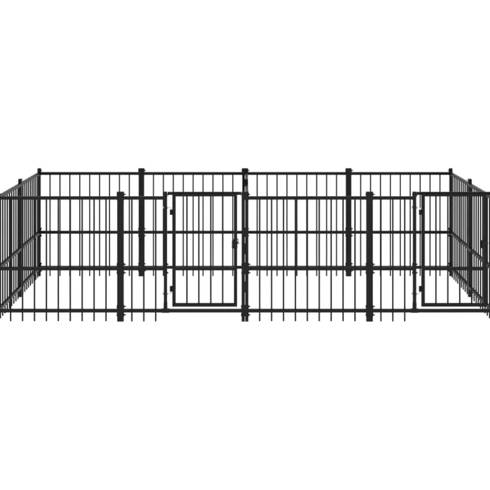 Articles Pour Animaux De Compagnie-vidaXL Chenil d'extérieur pour chiens Acier 7,51 m²