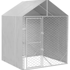 Articles Pour Animaux De Compagnie-vidaXL Chenil d'extérieur pour chiens avec toit argenté 2x2x2,5 m