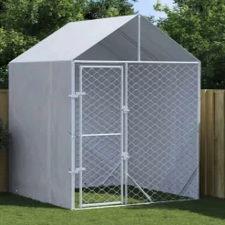 Articles Pour Animaux De Compagnie-vidaXL Chenil d'extérieur pour chiens avec toit argenté 2x2x2,5 m
