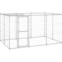 Articles Pour Animaux De Compagnie-vidaXL Chenil extérieur Acier galvanisé avec toit 7,26 m² Argent