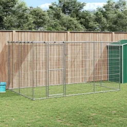 Articles Pour Animaux De Compagnie-vidaXL Chenil extérieur Acier galvanisé avec toit 7,26 m² Argent