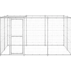 Articles Pour Animaux De Compagnie-vidaXL Chenil extérieur Acier galvanisé avec toit 7,26 m² Argent