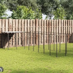 Articles Pour Animaux De Compagnie-vidaXL Chenil 6,05 m² Acier Noir
