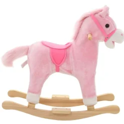 Jouets-vidaXL Cheval à bascule Peluche 65x32x58 cm Rose