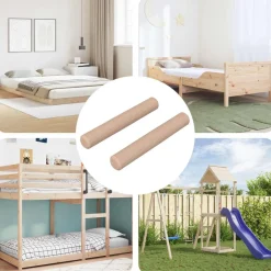 vidaXL Chevilles en bois 2 pcs Naturel Ø 6 x 40 mm Bois Massif