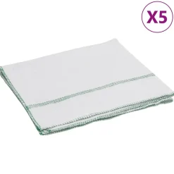 vidaXL Chiffon de nettoyage 5pcs blanc avec des rayures vertes 50x60cm