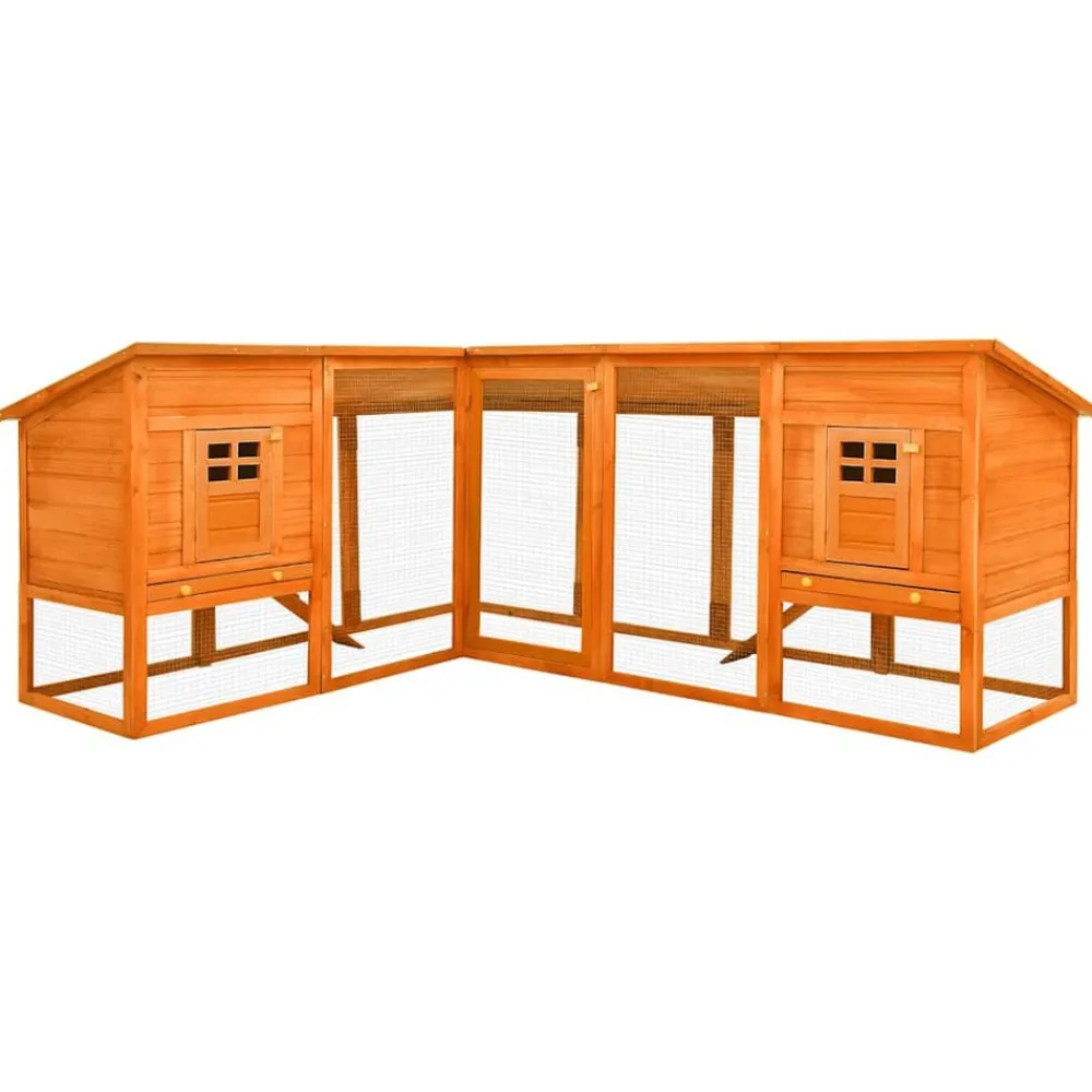 Articles Pour Animaux De Compagnie-vidaXL Clapier d'extérieur avec piste Bois de sapin solide Marron
