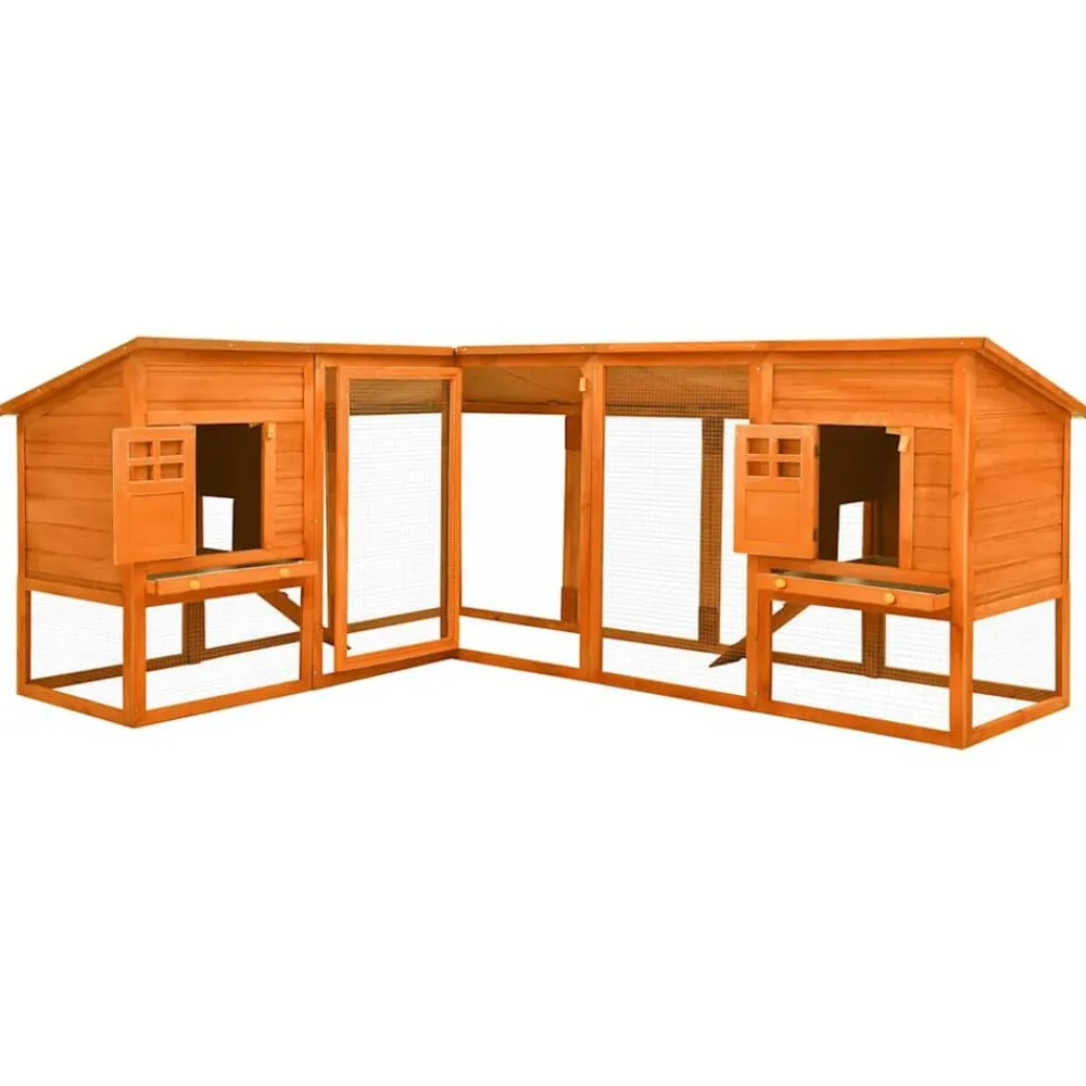 Articles Pour Animaux De Compagnie-vidaXL Clapier d'extérieur avec piste Bois de sapin solide Marron