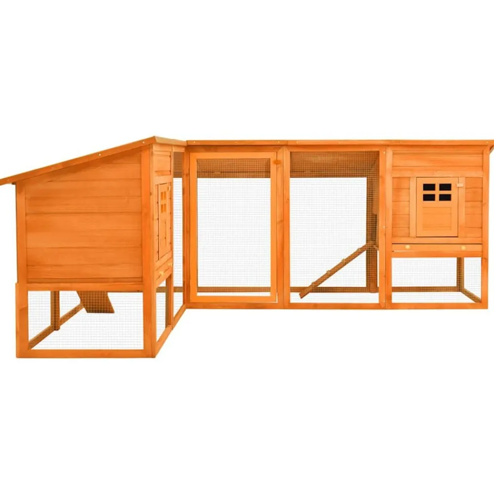 Articles Pour Animaux De Compagnie-vidaXL Clapier d'extérieur avec piste Bois de sapin solide Marron