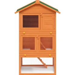 Articles Pour Animaux De Compagnie-vidaXL Clapier d'extérieur Enclos pour petits animaux 3 niveaux Bois