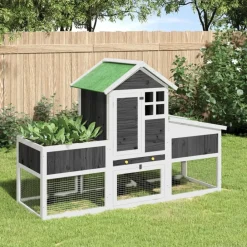 Articles Pour Animaux De Compagnie-vidaXL Clapier 170x63x113 cm bois de pin massif Gris