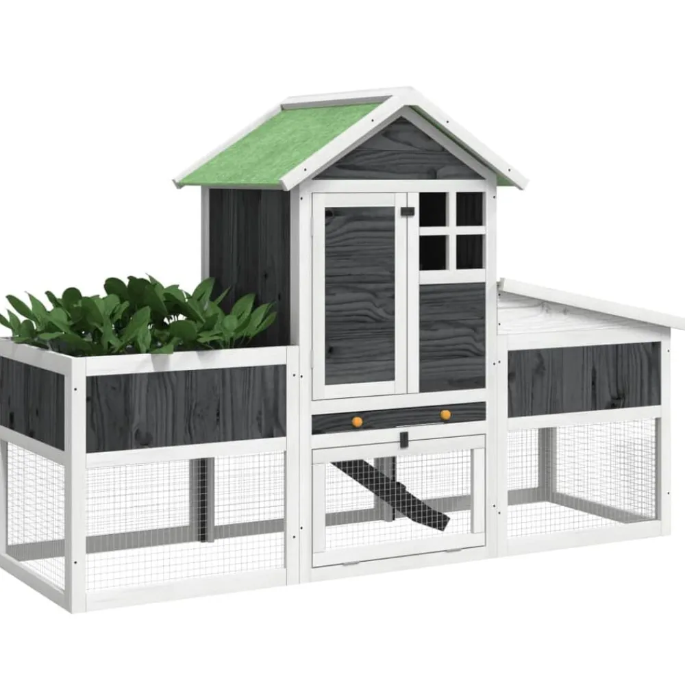 Articles Pour Animaux De Compagnie-vidaXL Clapier 170x63x113 cm bois de pin massif Gris