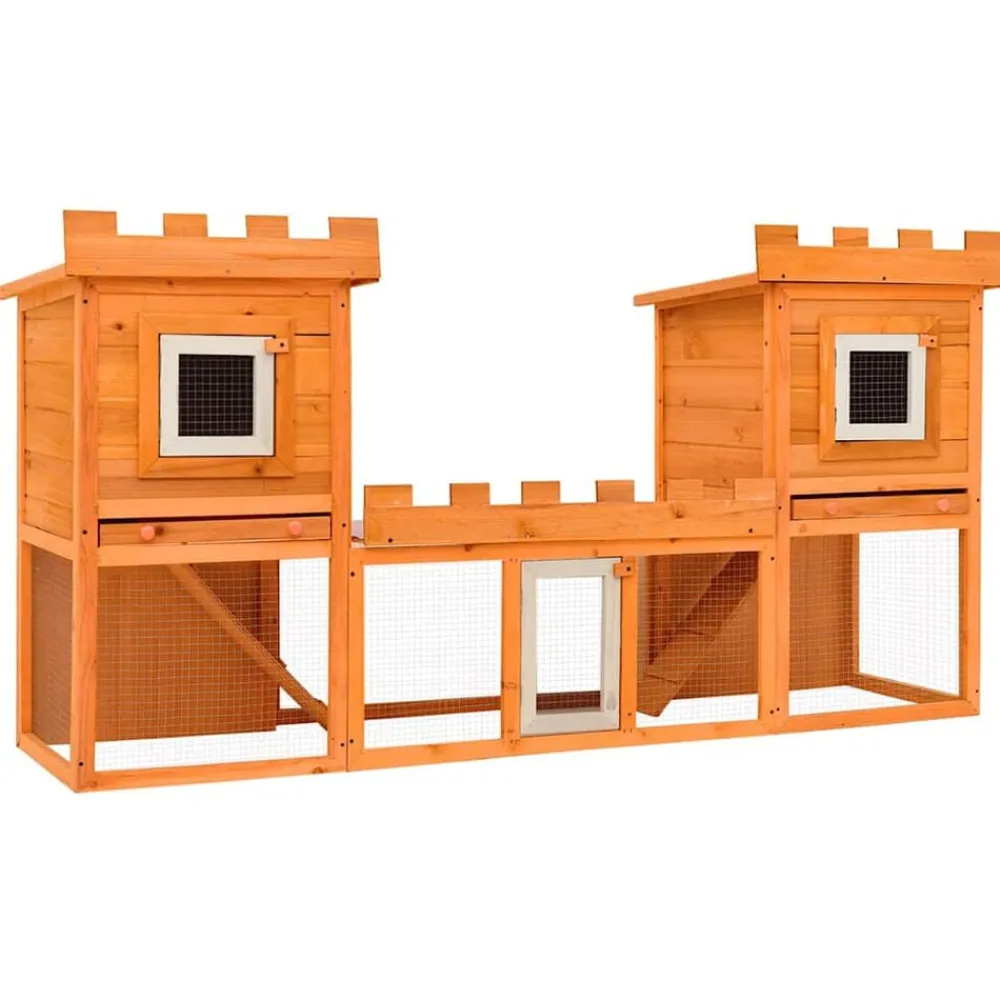 Articles Pour Animaux De Compagnie-vidaXL Clapier large d'extérieur avec maison double