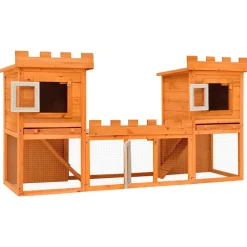 Articles Pour Animaux De Compagnie-vidaXL Clapier large d'extérieur avec maison double