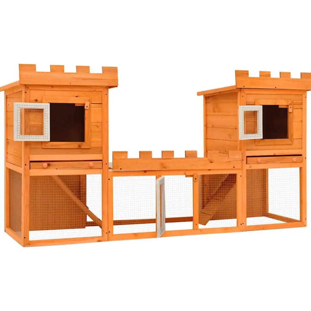 Articles Pour Animaux De Compagnie-vidaXL Clapier large d'extérieur avec maison double