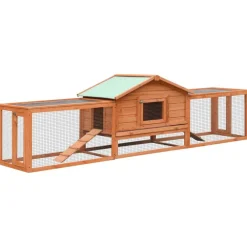Articles Pour Animaux De Compagnie-vidaXL Clapier Pin massif et sapin 310x70x87 cm Marron