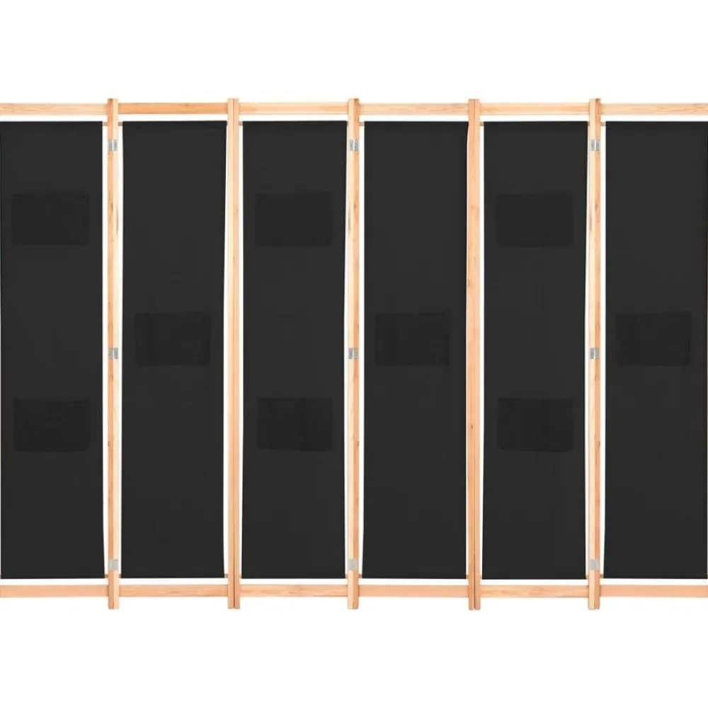 vidaXL Cloison de séparation 6 panneaux Noir 240 x 170 x 4 cm Tissu