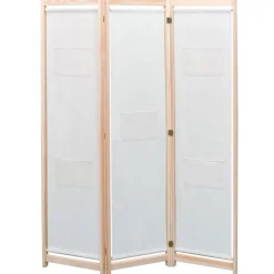 vidaXL Cloison de séparation 3 panneaux Crème 120x170x4 cm Tissu