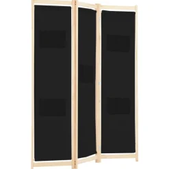 vidaXL Cloison de séparation 3 panneaux Noir 120x170x4 cm Tissu