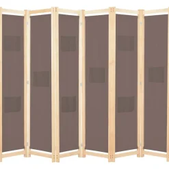 vidaXL Cloison de séparation 6 panneaux Marron 240 x 170 x 4 cm Tissu