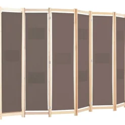 vidaXL Cloison de séparation 6 panneaux Marron 240 x 170 x 4 cm Tissu