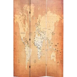 vidaXL Cloison de séparation pliable 120 x 170 cm Carte du monde Jaune