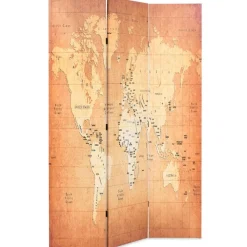 vidaXL Cloison de séparation pliable 120 x 170 cm Carte du monde Jaune