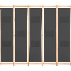 vidaXL Cloison de séparation 5 panneaux Gris 200 x 170 x 4 cm Tissu