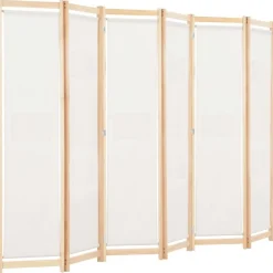 vidaXL Cloison de séparation 6 panneaux Crème 240 x 170 x 4 cm Tissu